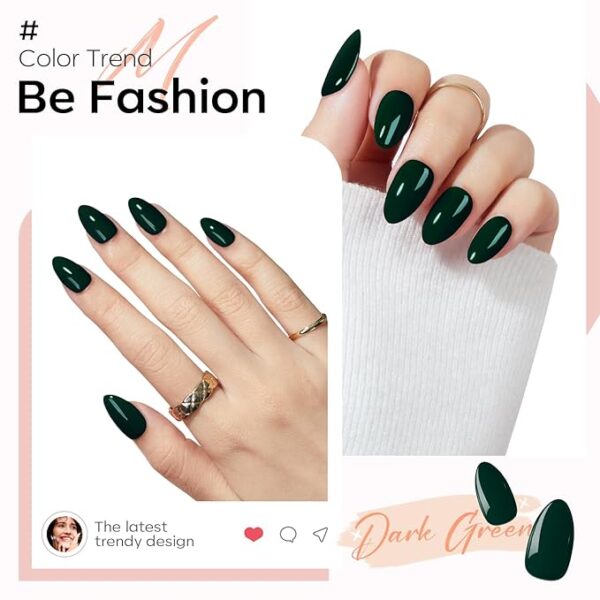 Limited time deal 38% off Modelones Green Press on Nails Almond,