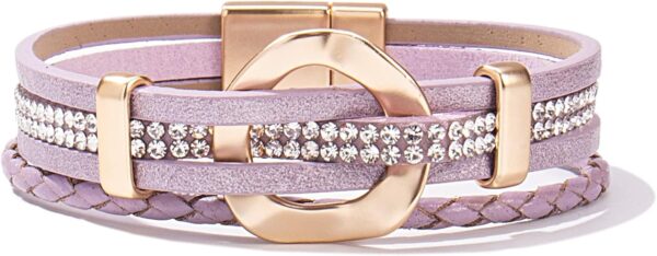 Limited time deal 30% off FANCY SHINY Leather Cuff Bracelet Circle - Image 3