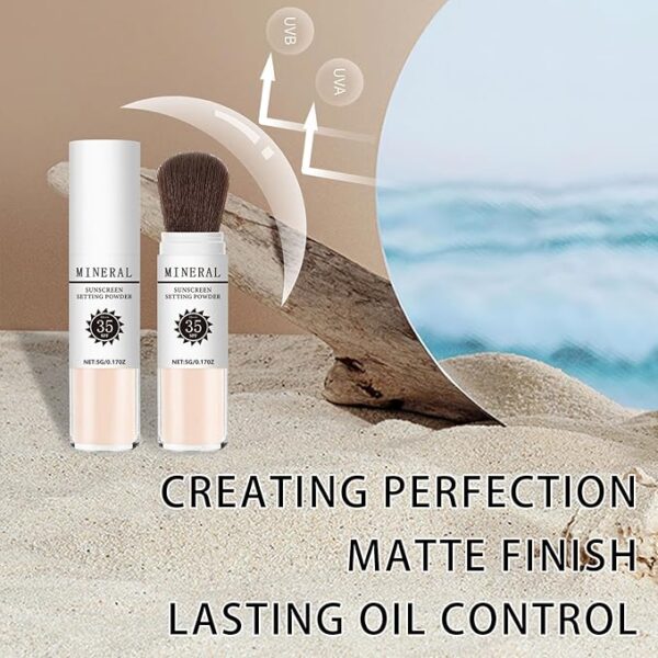 Limited time deal 10% off Sunscreen Setting Powder SPF 35, Mineral Brush Powder - Image 3