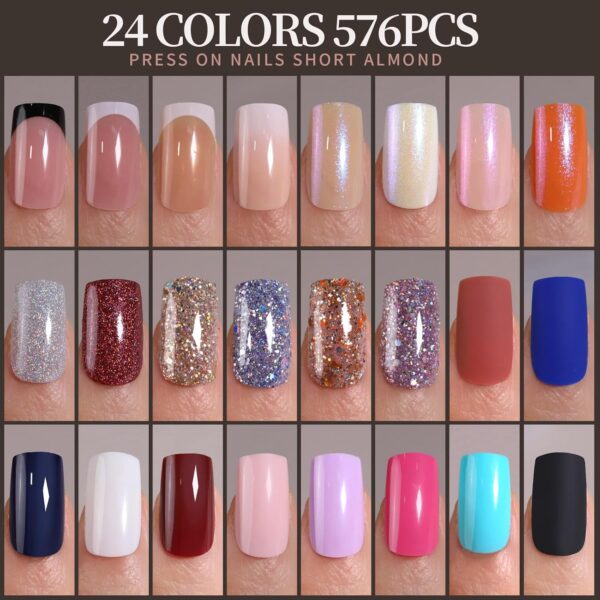 Limited time deal 15% off Full Cover Fake Nails, Pearl Gloss French Tips - Image 2